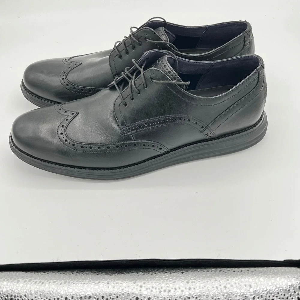 Cole Haan Original Grand Lunar‎ Wingtip Mens 11.5M Black Leather Shoes Career